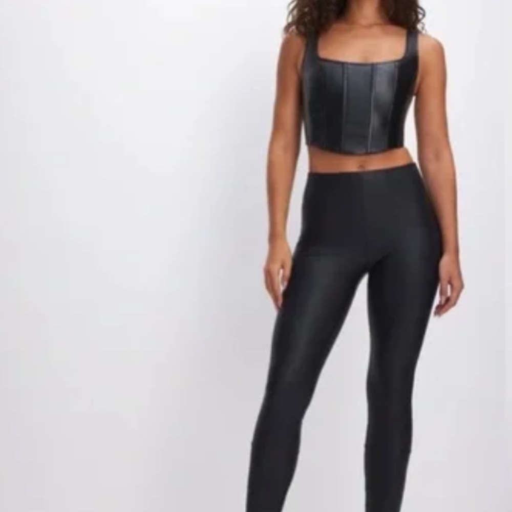 Good American - Good Waist Faux Leather Leggings Black